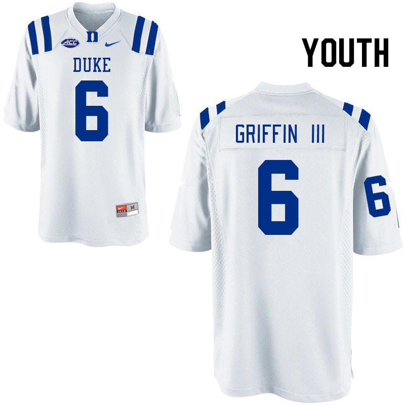 Youth #6 Leon Griffin III Duke Blue Devils College Football Jerseys Stitched Sale-White
